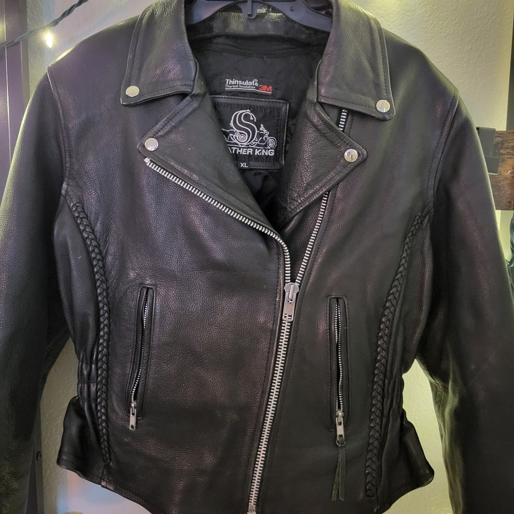 Leather King moto jacket, sz XL